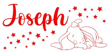 Dumbo Wandaufkleber mit personalisiertem Namen, Vinyl-Aufkleber, Cartoon-Schablone, für Kinderzimmer, Mädchen, Jungen, Elefant-S-25x57cm-Red