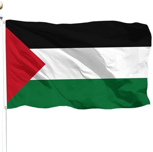 Drapeau de la Palestine 3x5ft à double imprimé grand drapeau palestinien avec des œillets épais drapeaux de jardin résistants en polyester pour les événements patriotiques, les défilés, les événement