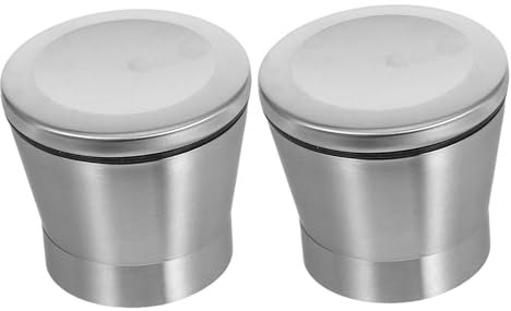Hoement 2pcs Stainless Steel Pepper Mill Caps Manual Grinder Covers for DIY Spice Mills Precision Grinding for Salt Seasonings Portable Replacement Parts
