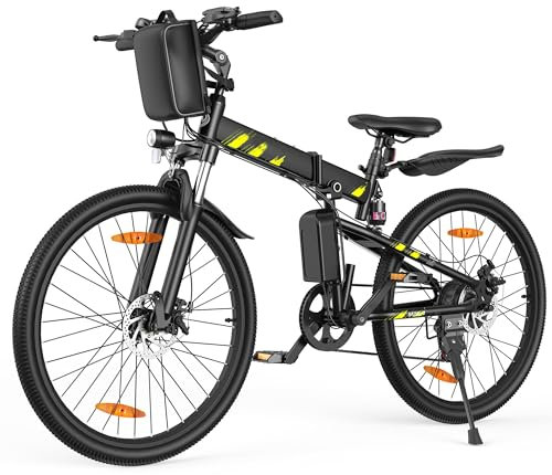 AOIHO E Bike, 26 E Bike Klapprad mit 48V 374.4 Wh Abnehmbarer Akku, Reichweite bis zu 70 km, 7 Gang Elektrofahrräder, LCD-Display, E Bike Mountainbike 250W Motor 25km/h, E Bike Herren & E Bike Damen