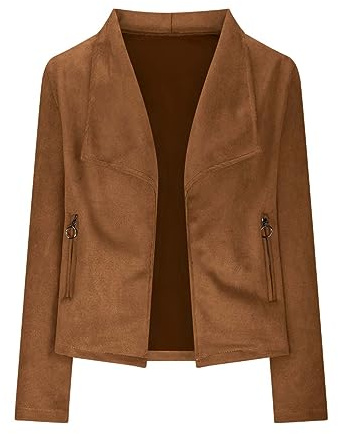 Blazer pour femme - Décontracté - Court - Couleur unie - Ouverture sur le devant - Coupe ample - Manches longues - Coupe ajustée - Veste avec stretch et col à revers