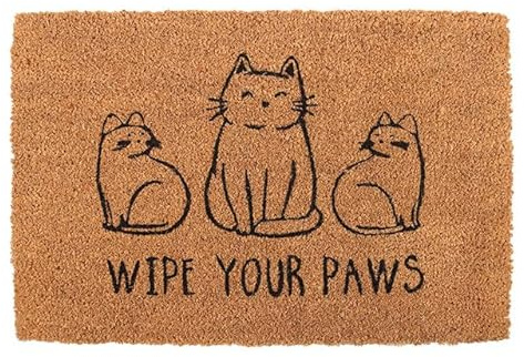 Something Different Wholesale Natural Coir ‘Wipe Your Paws’ Cat Doormat | Indoor Cat Welcome Mat | Feline Entryway Decor