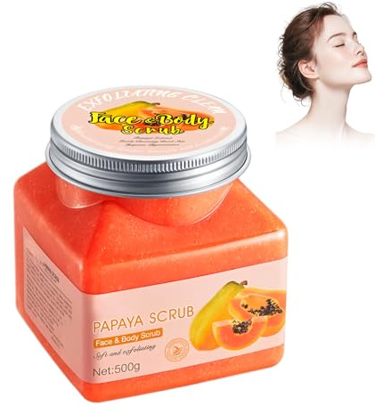 Papaya-Körperpeeling 500g, Papaya Scrub Cream, Peeling-Körperpeeling Entfernt Abgestorbene, Macht Den Körper Weich, Glatt Und Frisch, Feuchtigkeitsspendend & Pflegend