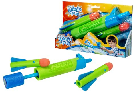 Simba Wasserraketen-Werfer – 2-in-1 Wasser- & Raketenwerfer (L: 32 cm, Ø 5 cm), inkl. 2 Schaumstoffraketen, Reichweite bis 8 Meter, Outdoor-Spielzeug für Kinder ab 3 Jahren
