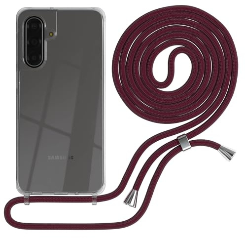 EAZY CASE Handykette kompatibel mit Galaxy A17 Handyhülle mit Umhängeband, Handykordel mit Schutzhülle, Silikonhülle, Hülle mit Band, Stylische Kette für Smartphones, Burgunder Rot