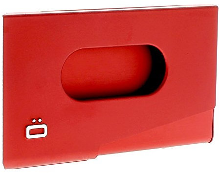 ÖGON Smart Wallets - Porte-Cartes de Visite en Aluminium One Touch - Capacité 15 Cartes de Visite (Rouge)