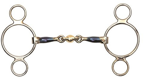 Shires Blue Sweet Iron Two Ring Gag Horse Bit - Anatomical LOZ Double Jointed Lozenge Mouthpiece 5