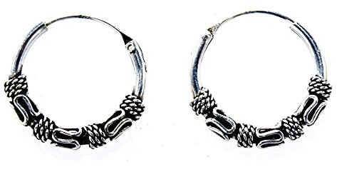 Bali Creolen aus 925 Sterling Silber, 16 mm Durchmesser