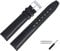 MARBURGER Uhrenarmband 18mm Leder Schwarz Silber Glatt Mit Naht - Montage Set 2891810000120