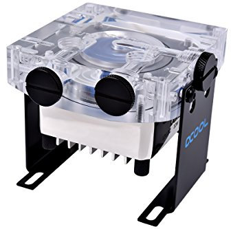 Alphacool Wasserkühlpumpe 13197 Laing DDC310 Komplette Edition Eisdecke niedrige Lärm Pumpe mit Aufsatz G1/4 CPU Wasserkühlung 10W, Messing/Plexi, Silber/Schwarz, 60x60x21 mm, für Desktop