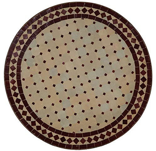 Casa Moro Balkontisch Gartentisch Rund – Terrassentisch Mosaiktisch Fliesentisch | Tisch Esstisch aus Marrakesch Marokko Ø 60 cm Bordeaux
