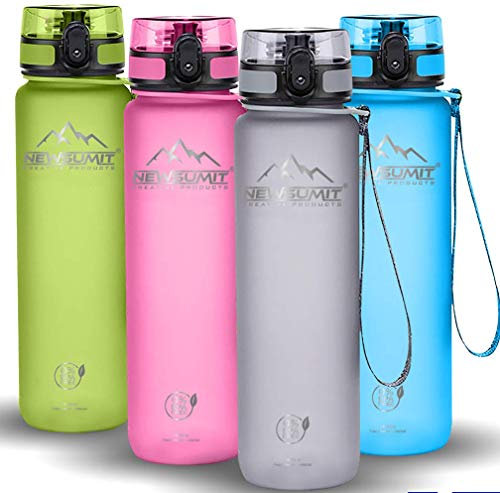 NEWSUMIT Bouteille d'eau Superior Sports - Débit d'eau Rapide - Ouverture Facile en 1 clic - Tritan sans BPA - Tout Usage - Tennis - Football - Cyclisme - Maison et Bureau. (Gris, 500ml - 17oz)