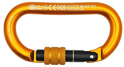 Kong Italy Oval Alu Classic Screw Sleeve, ovaler Karabiner aus Aluminium, Orange/Schwarz/Orange, Einheitsgröße