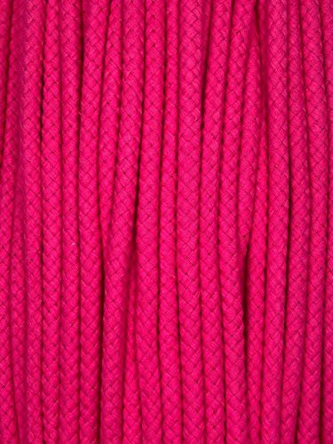 Kordel Baumwolle 8mm rund Schnur Turnbeutel Seil 17 Farben (Pink, 3m)