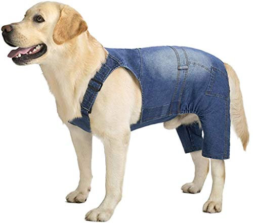 Mittelgroße Hunde-Jeans-Overall für Hunde, Hunde-Denim-Kleidung, Kostüme für Allzwecke, Blaue Vintage-Gewaschene Hundehose, Klassische Jacke