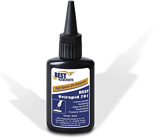BEST KLEBSTOFF - Uvirapid 701 highspeed UV-Kleber | 50g | extrem schnelle Aushärtung | temperatur- und chemikalienbeständiges Ausfüllen von Löchern, tiefen Kratzern und Lunkern