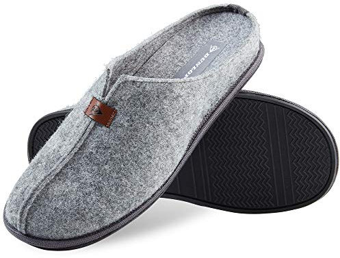 Dunlop Pantofole Uomo, Ciabatte Invernali da Casa in Feltro, Calde, Comode E Antiscivolo (42, Grigio, Numeric_42)