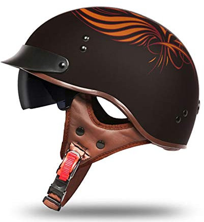 Retrò Casco Scodella,Caschi Motorino Vintage Portatile Mezzi Caschi Jet, Casco Jet Moto Aperto Scooter ECE Omologato Donna Uomo Con Visiera Parasole