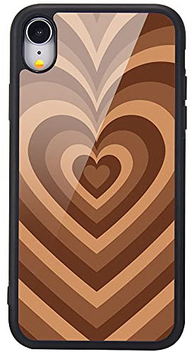 MAYCARI for iPhone X/iPhone Xs Case Love Heart Coffee Latte Pattern Design Hard Back Case with Soft TPU Bumper for Girls Children Women Protective Phone Case for iPhone X/iPhone Xs