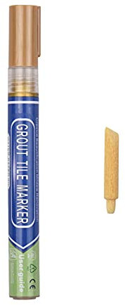 Funien Grout Pen,Grout Pen Water Based Tile Grout Paint Pen Renew Repair Marker Tile Gap Line Coating with Replacement Tip Waterproof for Bathroom Kitchen Parlor Balcony Floor Restore, Gold