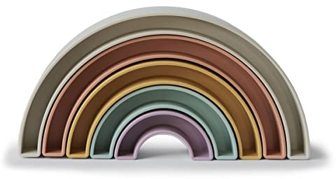mushie Regenbogen Stapler Spielzeug | Hergestellt in Dänemark | BPA FREI (Tropical)