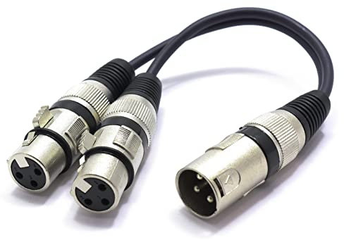VITALCO XLR Splitter Y Cable Adapter XLR Male to 2x Female 3 PIN Microphone Audio Y-Splitter
