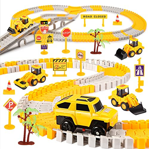 Tragik Kids Construction Toys for 3-6 Year Old Boys, Tractor & Digger Toys, Outdoor Car Track Play Set, Boys' Birthday & Christmas Gifts