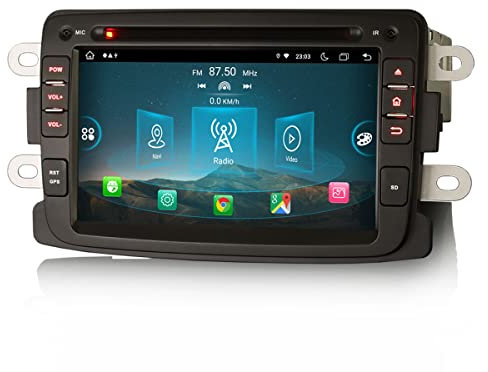 8 Core Android 13 Autoradio Navi für Renault Dacia Duster Logan Sandero Dokker Unterstützt Wireless Carplay Android Auto Bluetooth Freisprecheinrichtung WiFi 4G DAB + DVR Rückfahrkamera