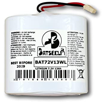 BATSÉCUR - Batteria di allarme BAT72V13WL Compatibile con C126BATT72V13WL, 1.C126BATT72V13WL, 2LSh20-TECNO, 510772, LX-2LSH20 + TECNOALARM - 7.2V 13Ah Li-SOCl2