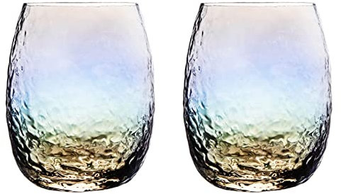 Vasos Conjunto de vidrio martillado de 2 12 oz color cerveza de whisky jugo de cristalería libre de cristal de plomo juego Vasos de agua Vaso de barra