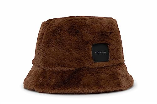 Replay Damen Bucket Hut Fischerhut aus Kunstfell, Brick Brown 060 (Braun), S-M