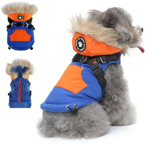 PETCUTE Hund Wintermantel mit Kapuze,Hundemantel mit Reißverschluss,Verstellbar Hunde Winterjacke für Kleine Mittelere und Große Hunde,Winter Hundejacke Hundeweste Kleidung für den Winter