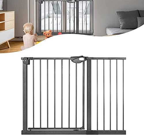 YARDIN Treppenschutzgitter Türschutzgitter Kinder Ohne Bohren, Doppelschloss Schutzgitter Klemmgitter für Kinder und Haustiere, 90° Stop, Einhändiges Öffnen, Schließt Automatisch - Schwarz, 105-115cm
