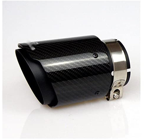 Auspuff Schalldämpfer Mattschwarzes Rohr Kohlefaser Edelstahl Universal Automobil Auspuff Schalldämpfer Rohr Für BMW E46 Auspuffblende (Farbe : 66-101MM)