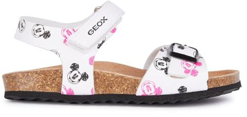 Geox J Adriel Girl C Sandal, White Black, 4 UK