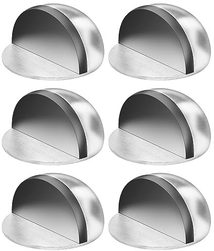 flintronic Floor Door Stoppers, 6PCS Stainless Steel Door Stops with Self-Adhesive Pads, Oval Floor Mounted Half Moon Self Adhesive Floor Door Stoppers, Wall Protector Door Catchfor Home Office, Patio
