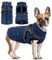 Woiil Hundemantel für Mittelgroße Hunde Winter Warmer Winter Wasserdicht Hundejacke Winddichter Wintermantel kuschelige Reflektierend Ärmellose mit Geschirr Outdoor Navyblau M