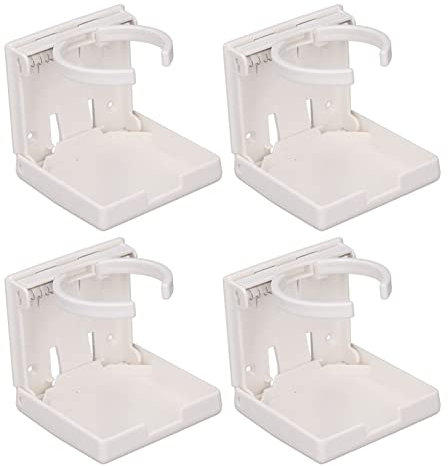 Asixxsix 4 Pièces Porte-gobelets Pliants Réglables, Support de Verre de Bateau à Mural pour Voiture de Caravane de Bateau Marin (Blanc)