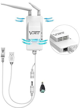 VONETS VAP11S-5G Industrial 5GHz WiFi Bridge Repeater with Ethernet Splitter, WiFi RJ45 1 Male to 2 Sockets LAN Cat5 Ethernet Cable Splitter Exclusive WiFi Bridge with Fan