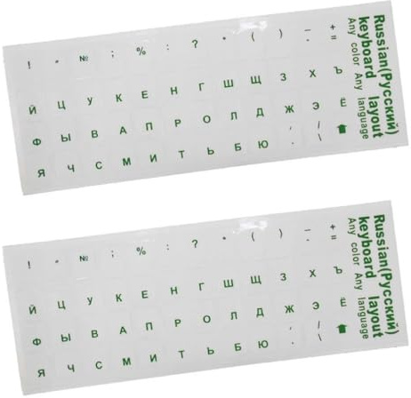 Exingk 2pcs Russian Sticker For Keyboard Black/Blue/Green/Red/Yellow Characters On Transparent Background Standard Letter Stickers Small Black