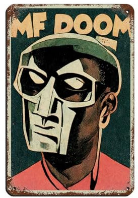 MF DOOM Rap-Poster, Retro-Poster, Metall-Blechschild, schicke Kunst, Retro, Eisenmalerei, Bar, Menschen, Höhle, Café, Familie, Garage, Poster, Wanddekoration, 20 x 30 cm