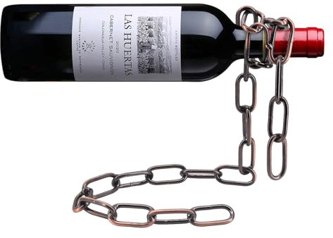 Gearific Floating Wine Bottle Holder, Creative Suspending Chain Rack, Wine Bottle Stand for Bar and Home Decoration (Bronze)