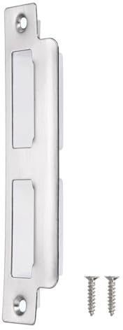 sourcing map Door Strike Plate, 145mm x 37.5mm 201 Stainless Steel Latch Deadbolt Strike Plate for Door Frame Door Jamb, Silver