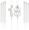 mciskin Silver 18 Birthday Candles-3D Number 18 Candle for Cake with 6pcs Long/Thin Candles Set,Silver Cake Topper for Girl Boy 18th Birthday Decorations Supplies,18th Wedding Anniversary Decorations