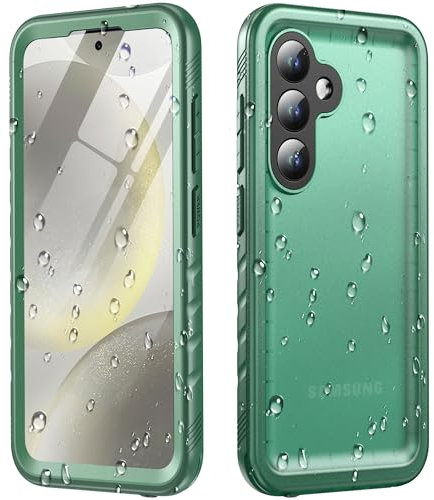 Cozycase Funda Verde para Samsung Galaxy S24 Anti Golpes Polvo Impermeable Estanca Original Rigida Hermetica A Prueba de Golpes Polvo Agua Doble Cara 360 S 24 Case con Protector de Pantalla y Camara