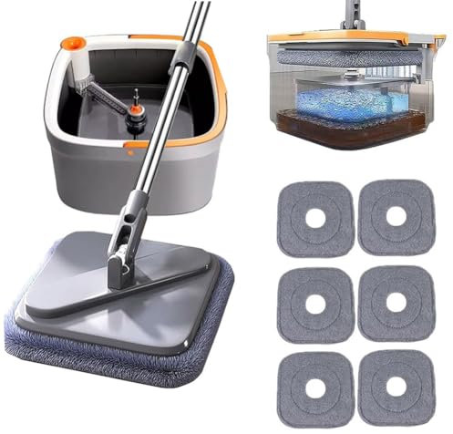 Spin Mop M16, 2024 New Self Wash Spin Mop, with Wringer Set, 360 Degree Rotatable Adjustable Square Automatic Spin Mop, Wet and Dry Use (C-Type)