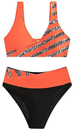 Bikini Bademode Badeanzug Swimsuit Stretch Bikinioberteile Für Damen High Leo Print Bikini Schwangerschafts Bikini Bikini Shorts Damen Set Schwimmkleid Damen