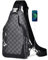 SUCIKORIO Brusttasche Herren Leder, Wasserdichte Klein Umhängetasche Schultertasche Herren Sling Crossbody Bag Mit USB Schnittstelle und Kopfhöreranschluss Herrentasche Für Travel, Festival, Männer