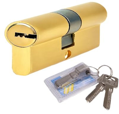 Cilindro de Seguridad, Cilindro de Cerradura 40/40(80mm) Cilindro de Doble Vuelta para Puertas/Entradas Exteriores con 5 Llaves Principales+2 Llaves Temporales+1 Llave de Protección (40/40)