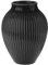 Knabstrup Vase, H 12,5 cm geriffelt, Schwarz